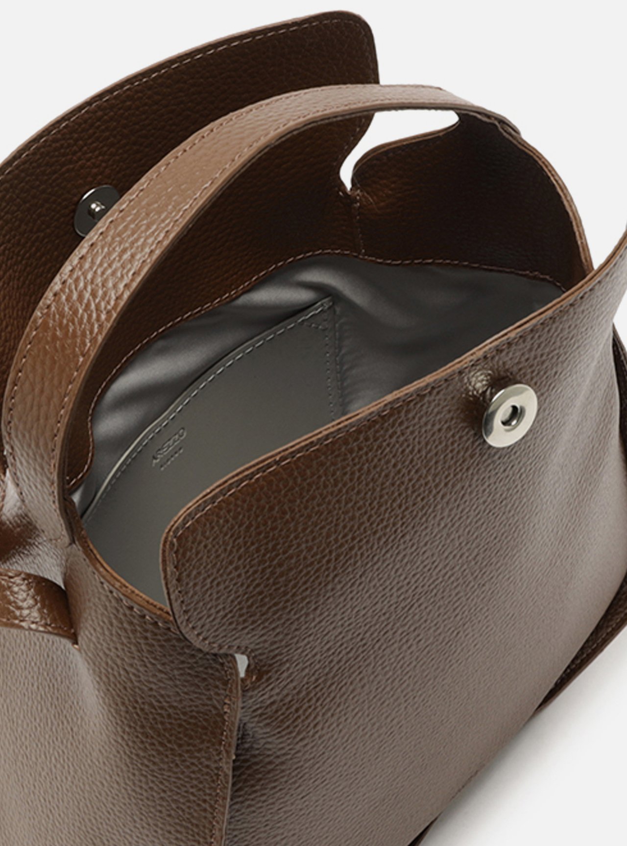 Bolsa Tote Marrom Pequena Granulada — foto 4