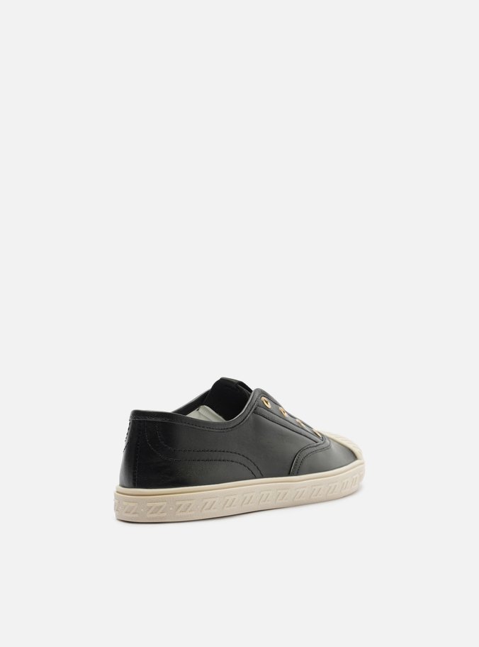 Tênis Slip On Preto Couro Sola Baixa Elástico