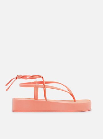 Sandália Laranja Flatform Amarração Bela Brizza