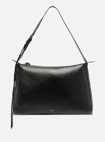 Bolsa Hobo Preta Couro Grande Alça Regulável