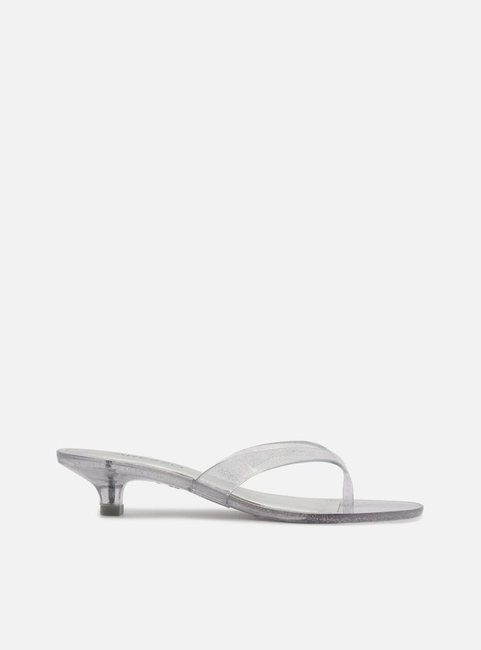 Sandália Tamanco Thong Transparente Salto Fino Jelly