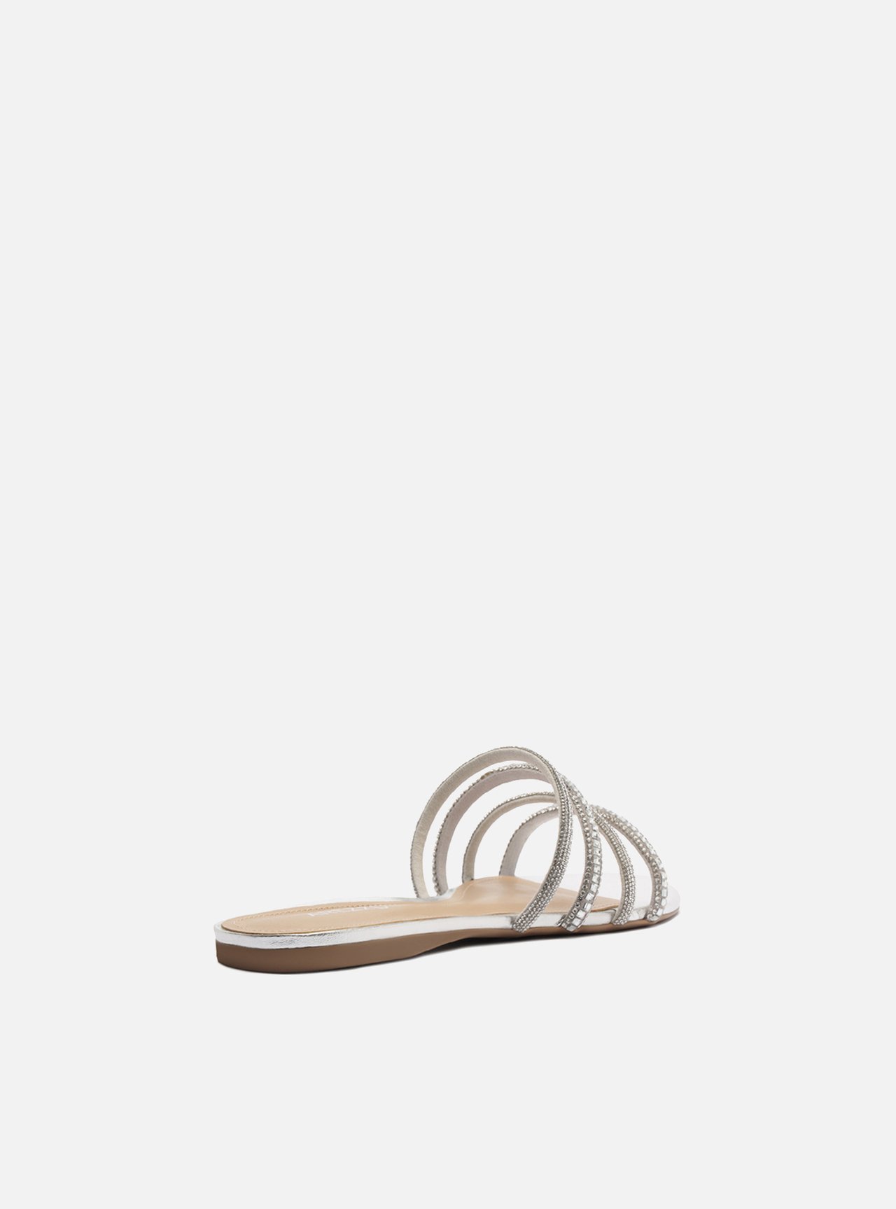 Rasteira Slide Prata Strass Tiras Finas — foto 3