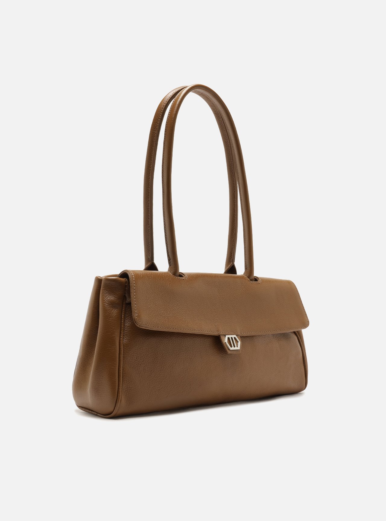 Bolsa Shoulder Marrom Couro Média Metais — foto 5