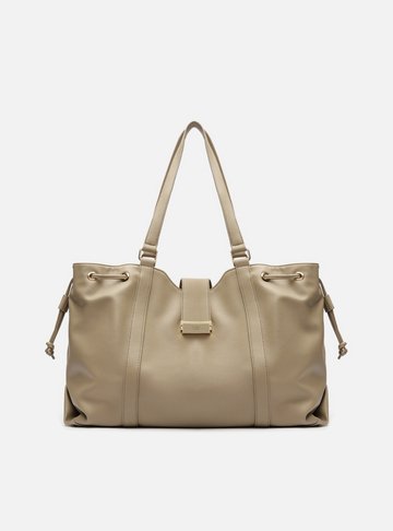 Bolsa Shopping Cinza Grande Tira Ajuste