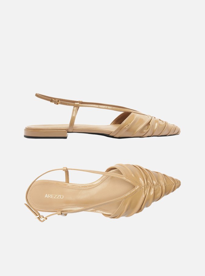 Sapatilha Nude Verniz Bico Fino Slingback