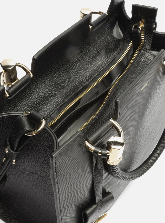 Bolsa Tote Preta Couro Abraccio Grande