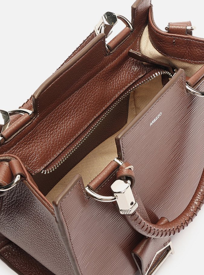 Bolsa Tote Marrom Couro Abraccio Média