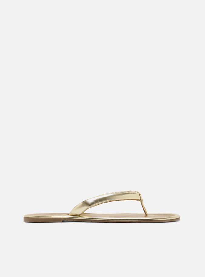 Rasteira Dourada Tiras Flip Flop Zoe