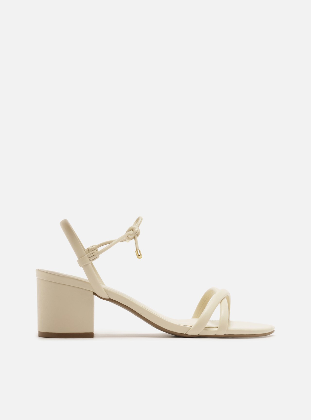 Sandália Off White Salto Bloco Amarração — foto 1