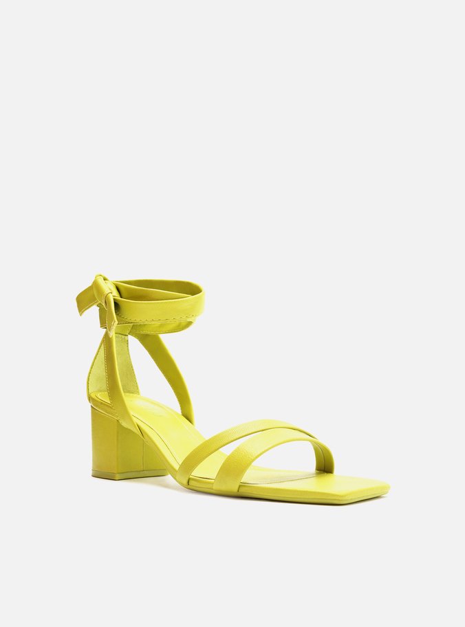 Sandália Verde Salto Bloco Lace Up