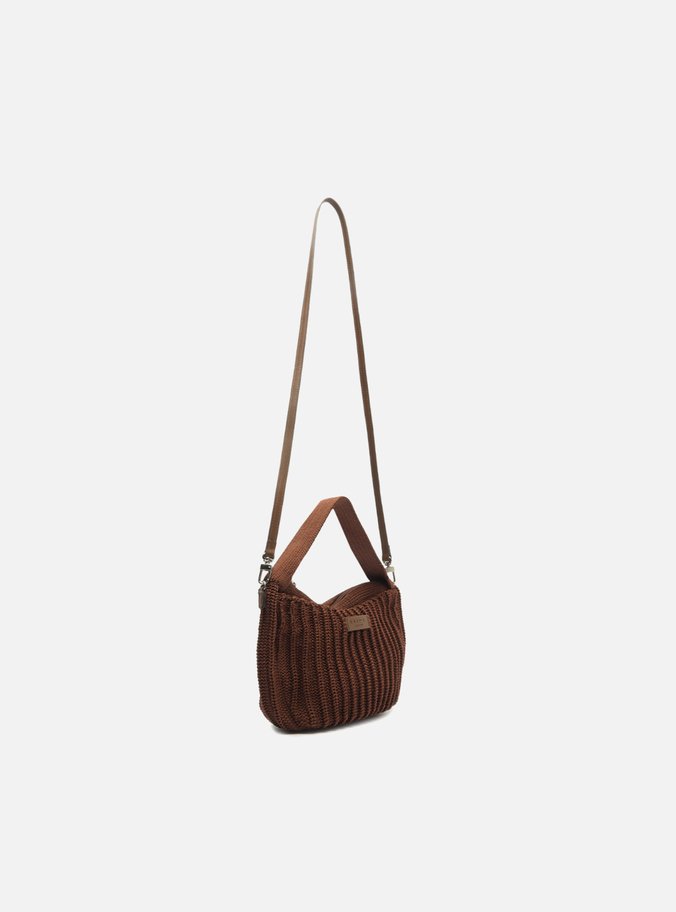 Bolsa Tiracolo Crochê Marrom Pequena