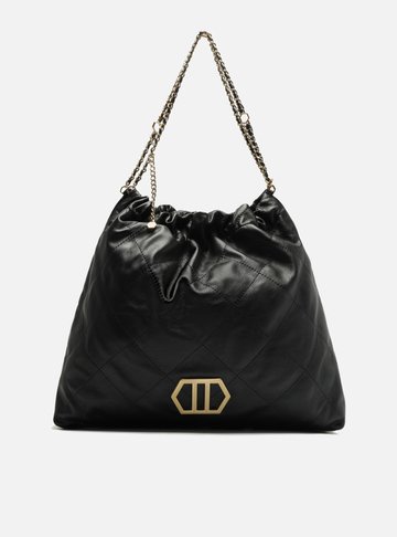 Bolsa Hobo Preta Couro Esther Grande