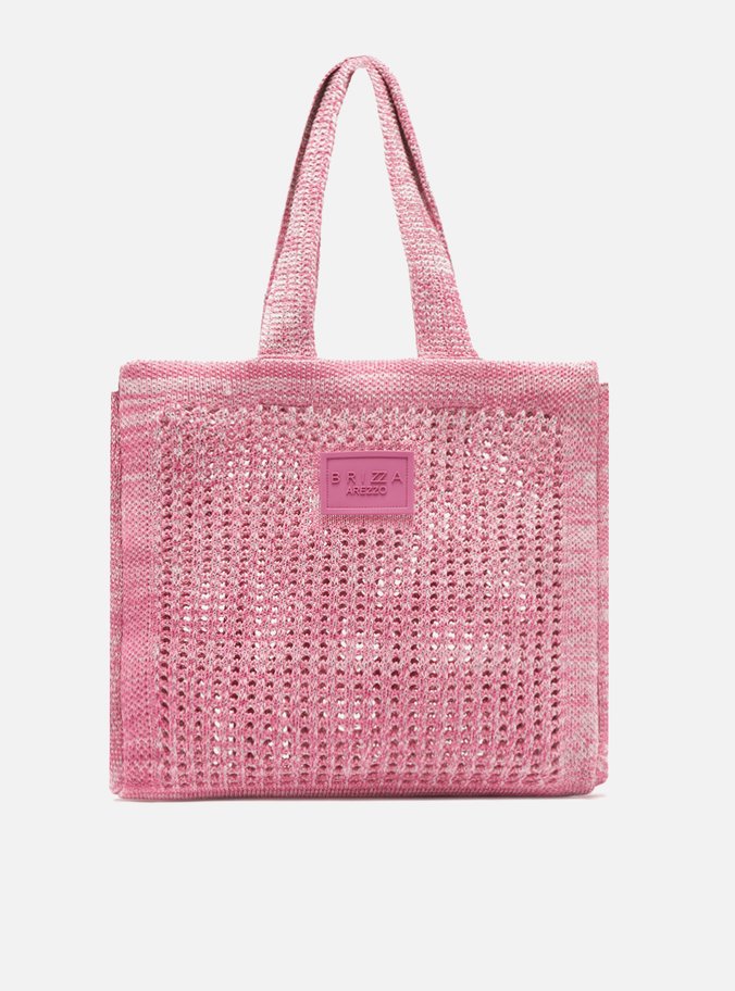 Bolsa Shopping Rosa Mescla Crochê Mônaco Grande