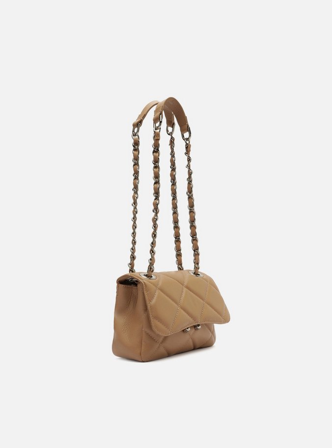 Bolsa Tiracolo Bege Couro Mizz Pequena