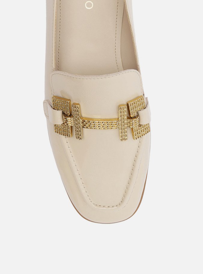 Mocassim Branco Couro Shine Metal