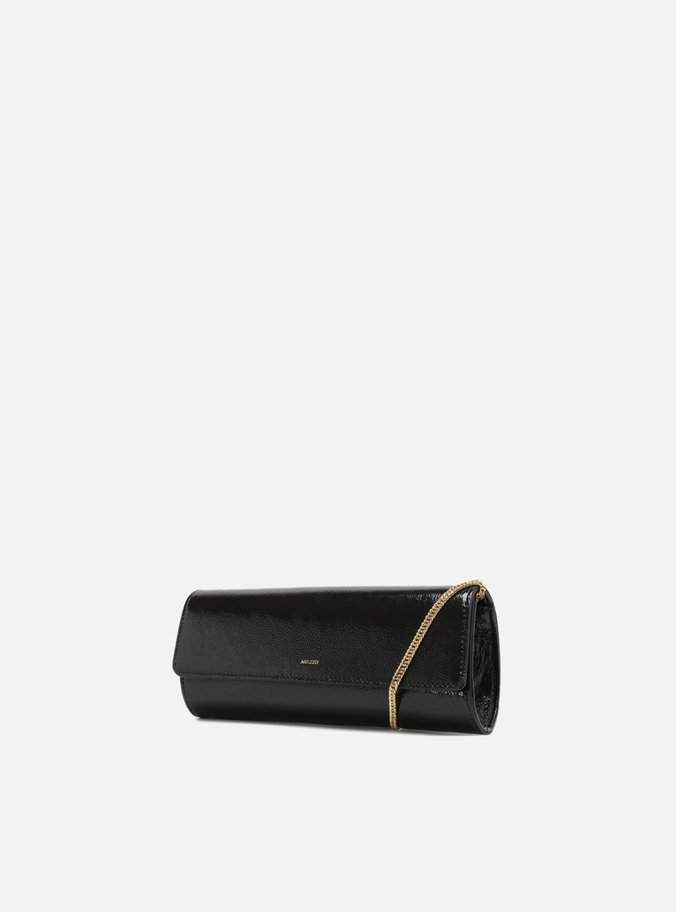 Bolsa Tiracolo Preta Couro Pequena Alongada