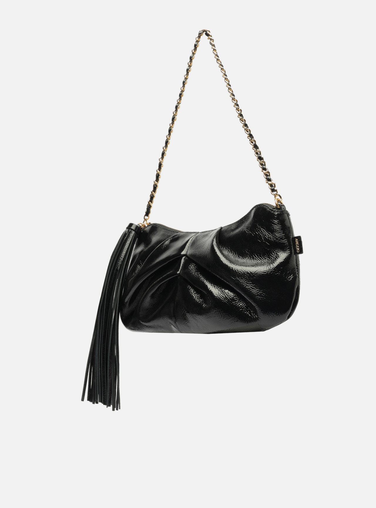 Bolsa Shoulder Preta Couro Grande Franzida | Arezzo