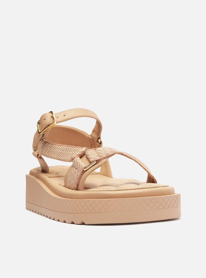 Sandália Papete Nude Flatform Gorgurão