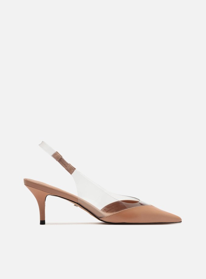 Scarpin Nude Vinil Salto Baixo
