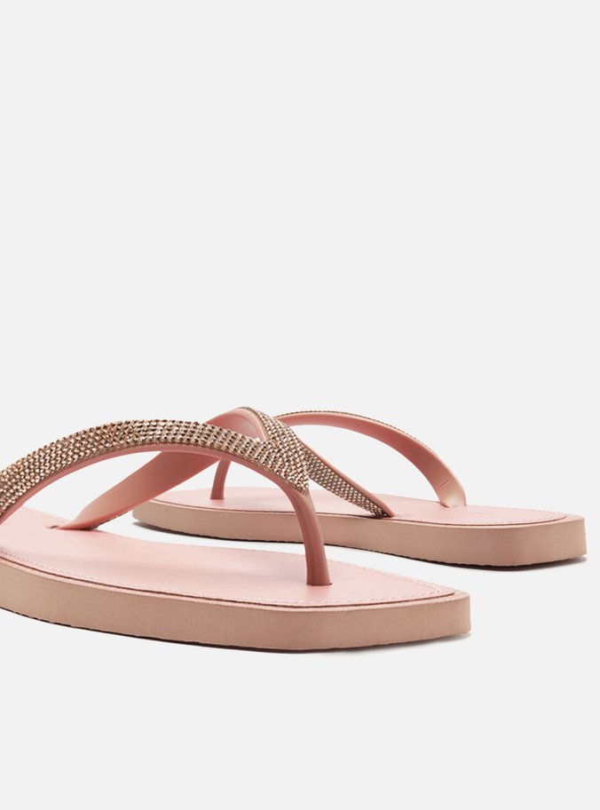Chinelo de Dedo Rosé Recouro Square Strass