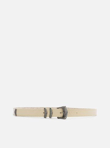 Cinto Amarelo Couro Fivela Folk