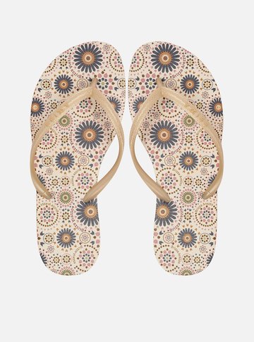 Chinelo de Dedo Dourado Estampa Marrocos Essential