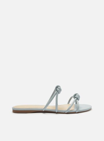 Sandália Rasteira Azul Tiras Nós