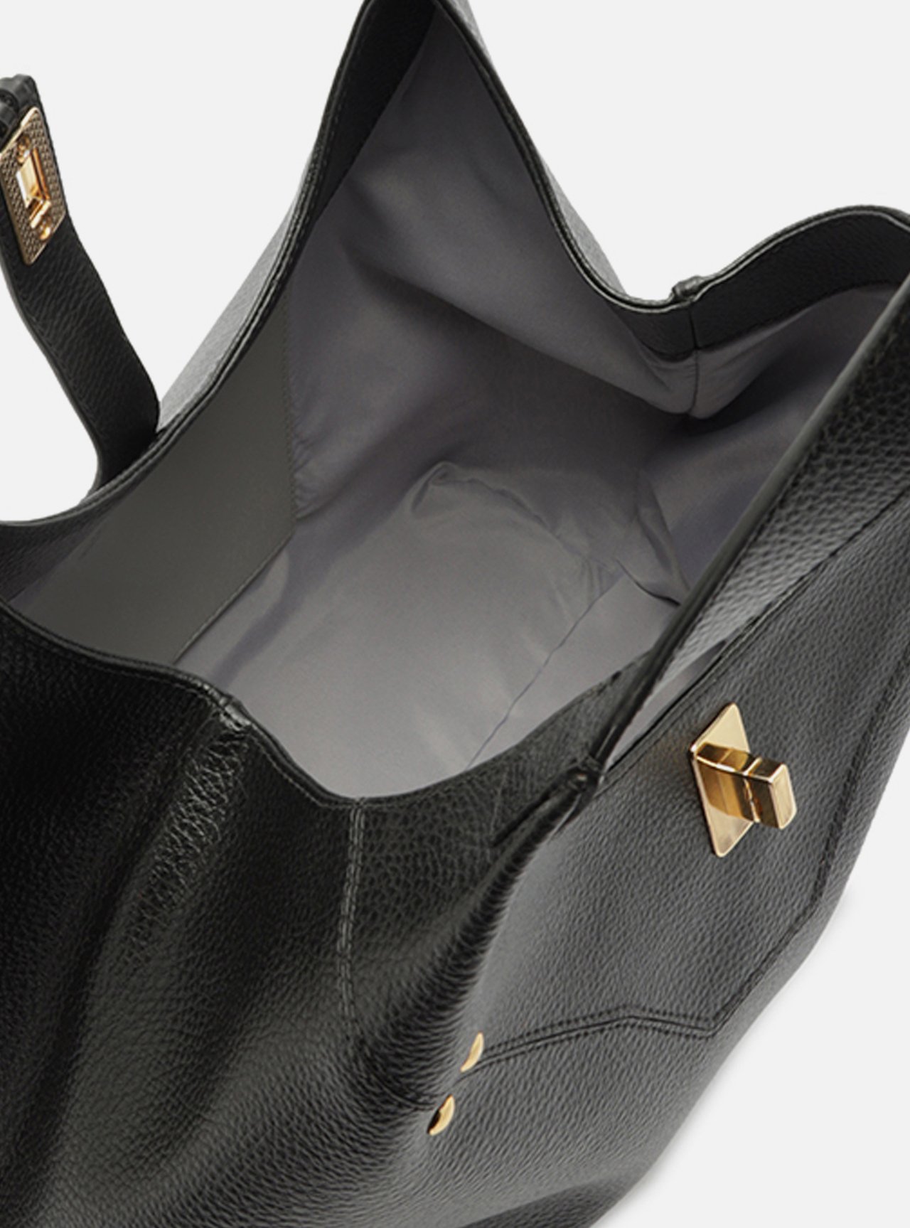 Bolsa Hobo Preta Grande Metais — foto 4