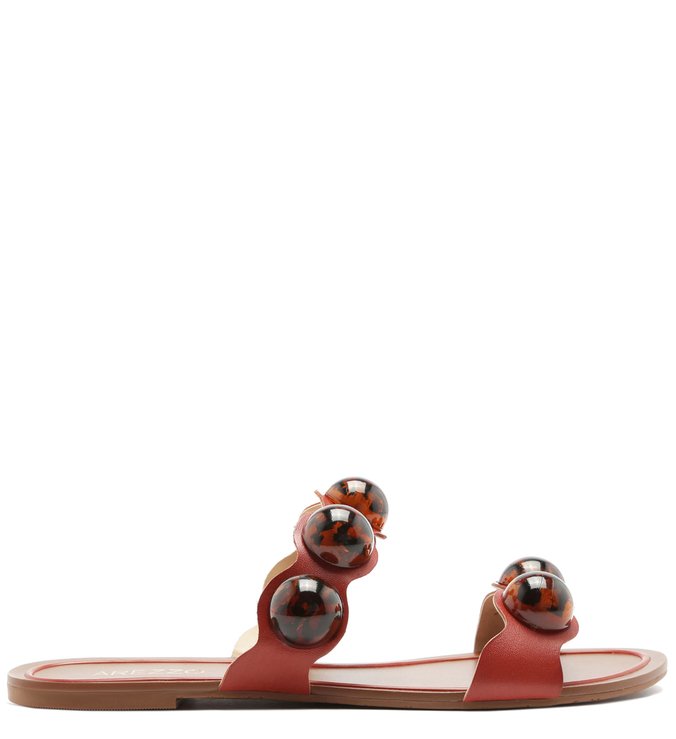 Chinelo Slide Couro Resina Tartaruga Malagueta
