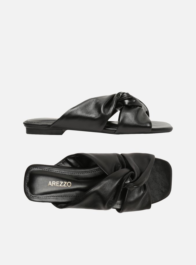 Rasteira Preta Tiras Largas Flats