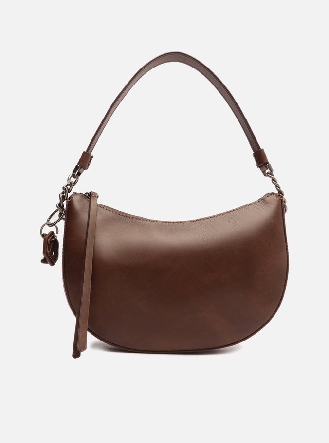 Bolsa Tiracolo Marrom Couro Charm Média