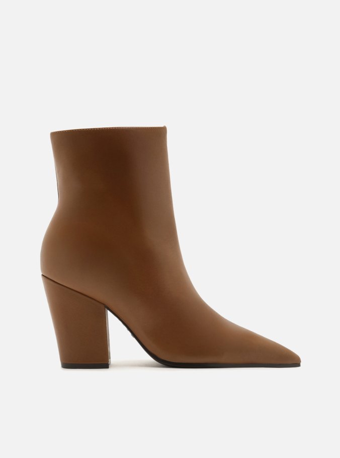 Bota Marrom Couro Salto Médio Bloco