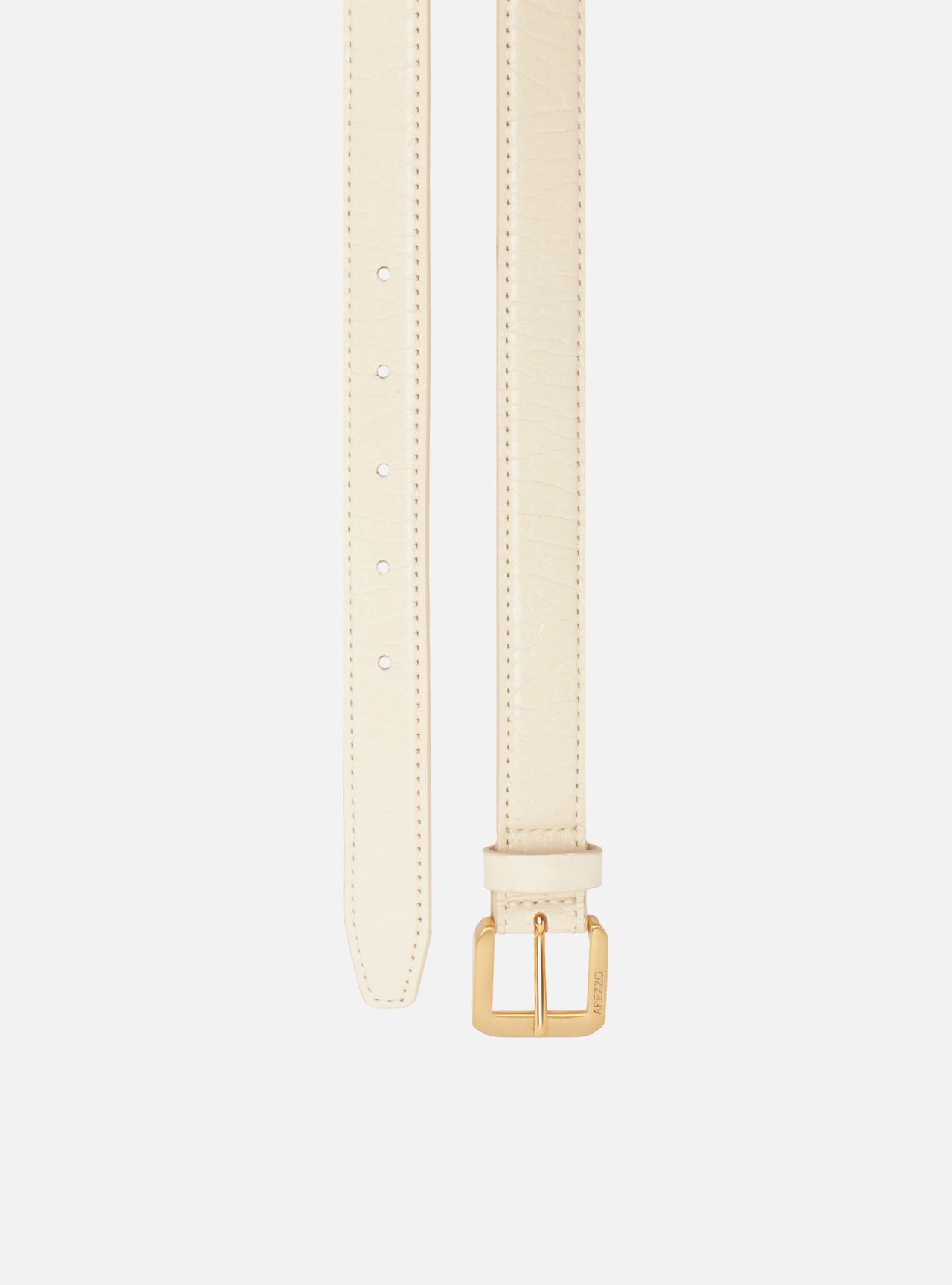 Cinto Off White Couro Médio Craquelê Fivela Quadrada — foto 2