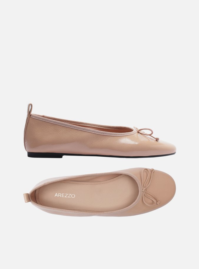 Sapatilha Rosa Couro Shiny Bico Redondo Laço