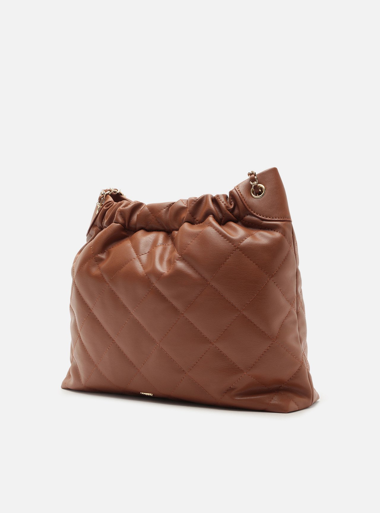Bolsa Tiracolo Marrom Grande Matelassê Corrente — foto 2