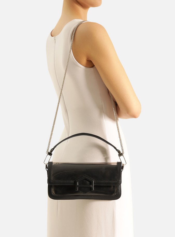 Bolsa Tiracolo Preta Vinil Média