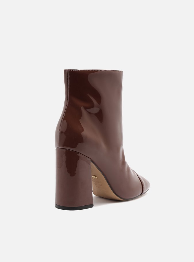Bota Marrom Verniz Salto Alto