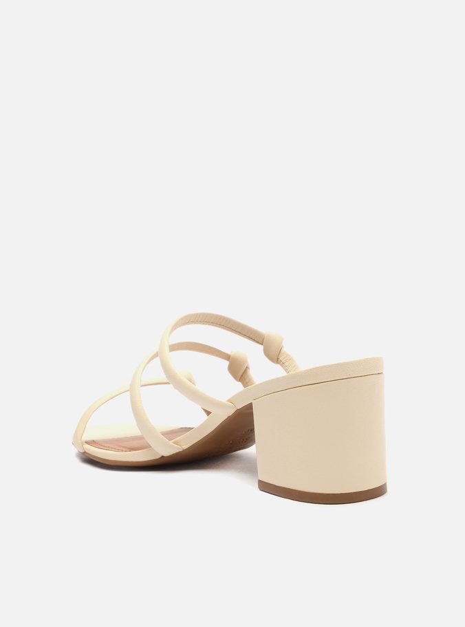Sandália Off-White Salto Bloco Tiras Nós