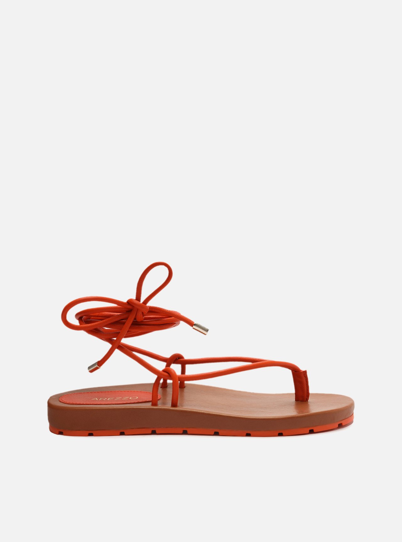 Sandália Rasteira Laranja Tratorada Amarração | Arezzo
