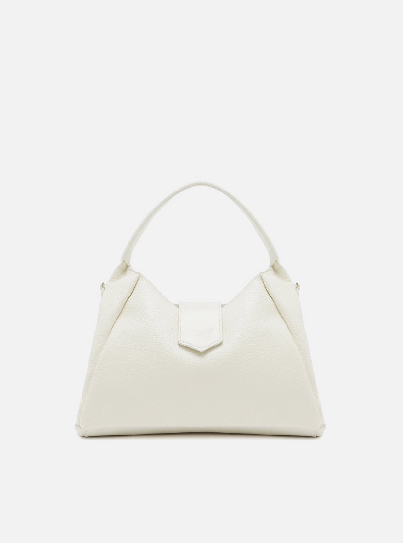 Bolsa Hobo Branca Couro Média Lapela — foto 1