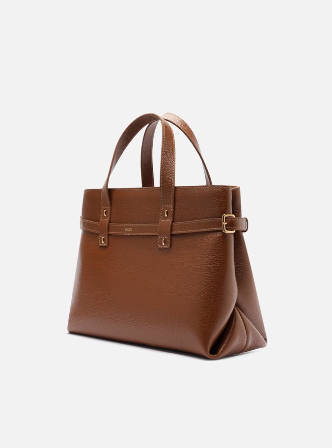 Bolsa Tote Marrom Couro Grande Fivelas
