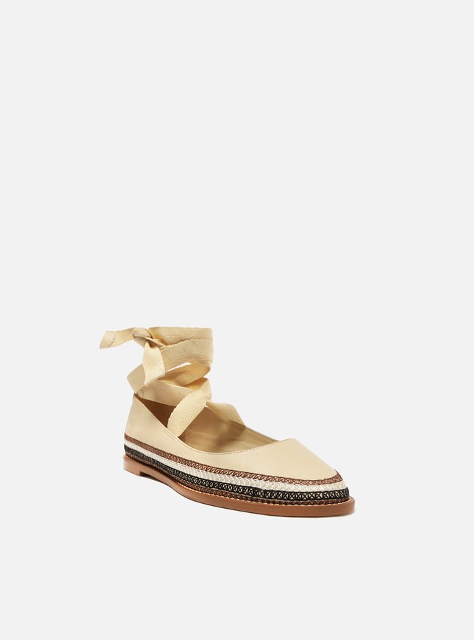 Espadrille Off-White Couro Rasteira Neutra