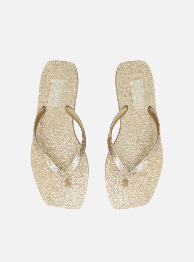 Chinelo de Dedo Dourado Tira Metalizada Brizza