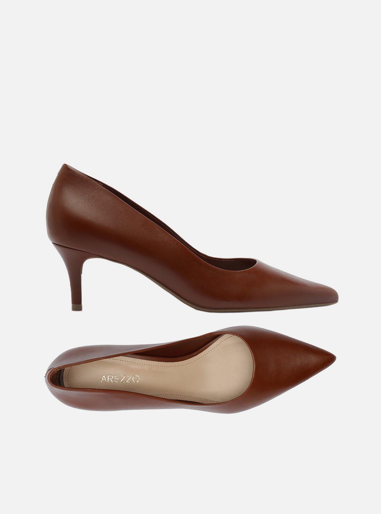 Scarpin Marrom Couro Salto Fino Bico Fino — foto 5