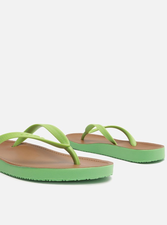 Chinelo de Dedo Verde Lima Palmilha Marrom Fit