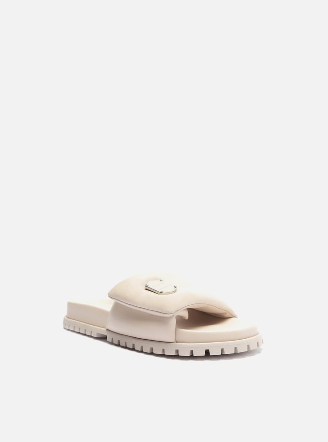 Slide Nude Couro Tratorado Puffer
