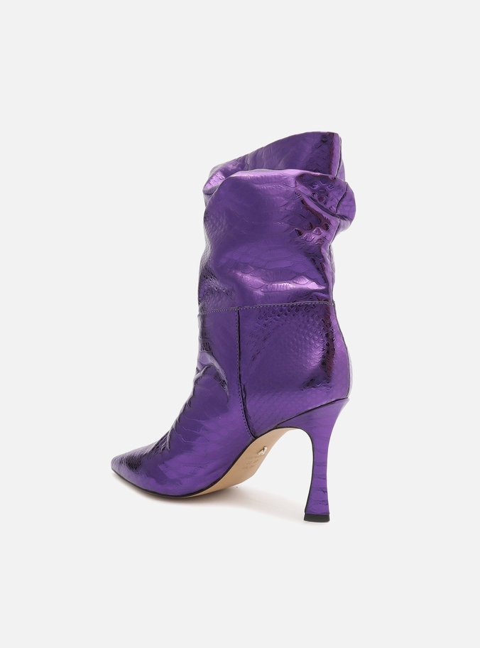 Bota Roxa Snake Salto Alto Fino Slouchy