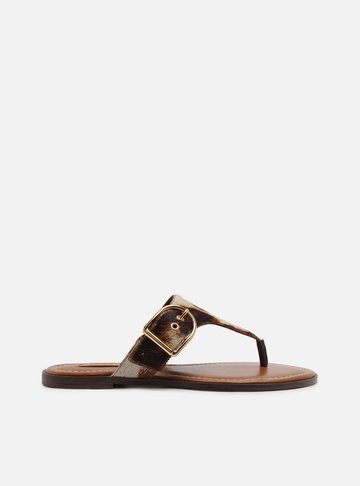 Rasteira Animal Print Tira Thong Fivela