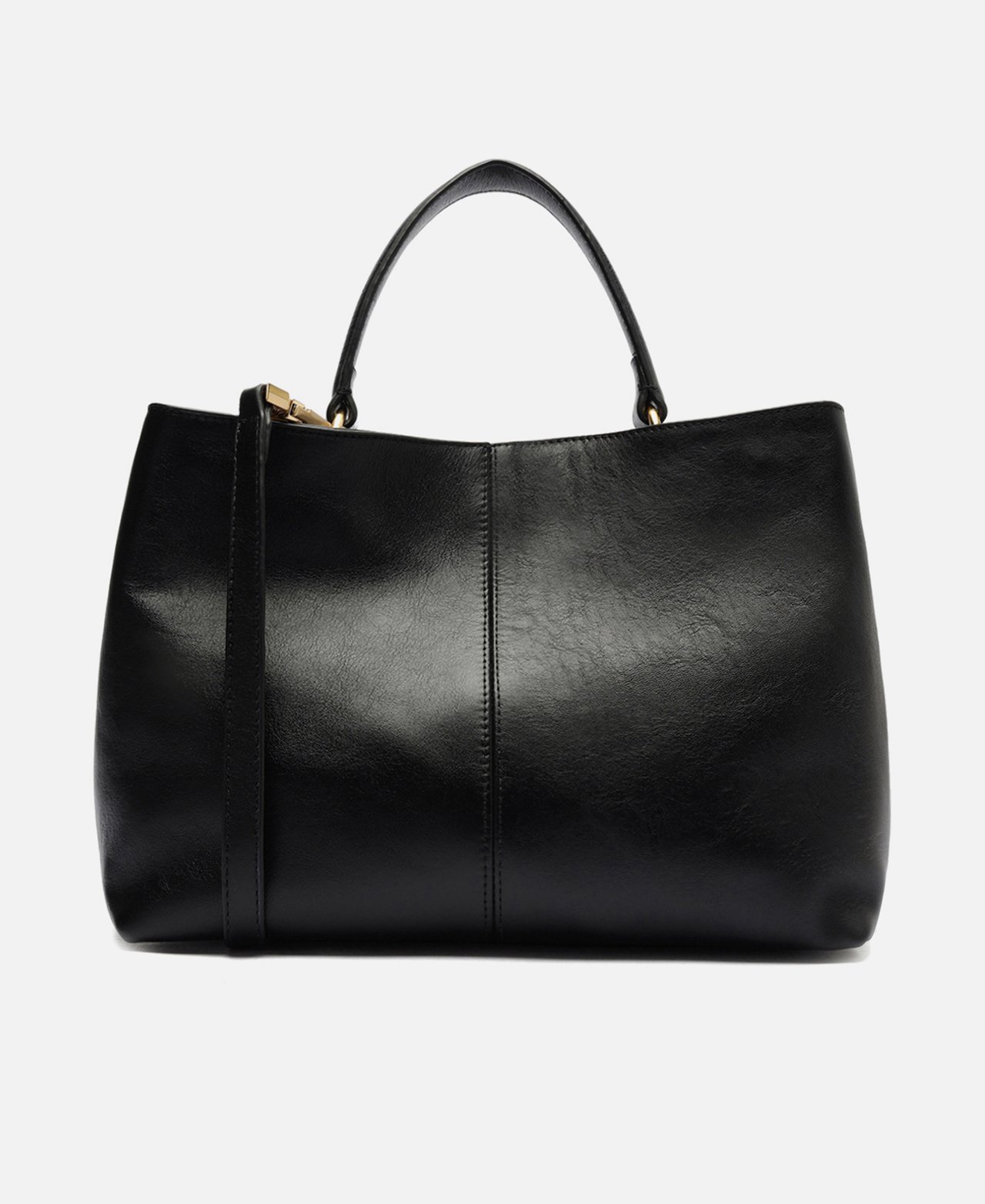 Bolsa Tote Preta Couro Grande Tressê — foto 3