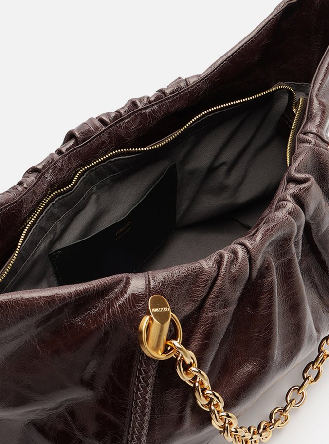 Bolsa Shopping Marrom Couro Worn Grande